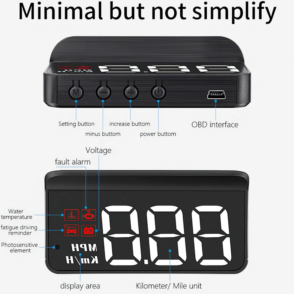 M3 Auto HUD OBD2 Head Up Display Projection On Glass Car Speed Windshield Projector Speedometer Alarm Electronic Accessories